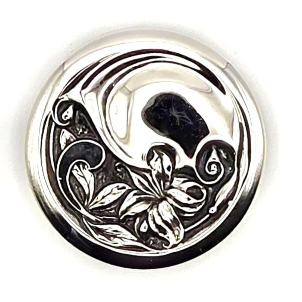 Vintage Caroline Emmons 1970s Silvertone Floral‎ Brooch / Pin / Pendant